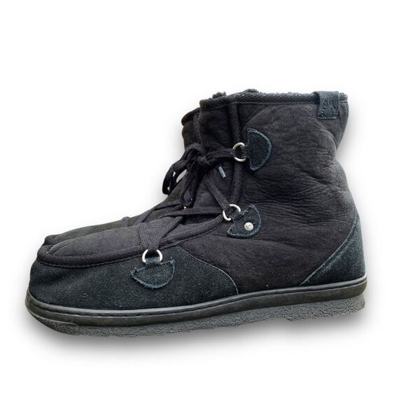 EMU Black Suede Boots Australian Sheepskin Lined Wallabee Style Juc Lo Size 13 - Picture 12 of 14